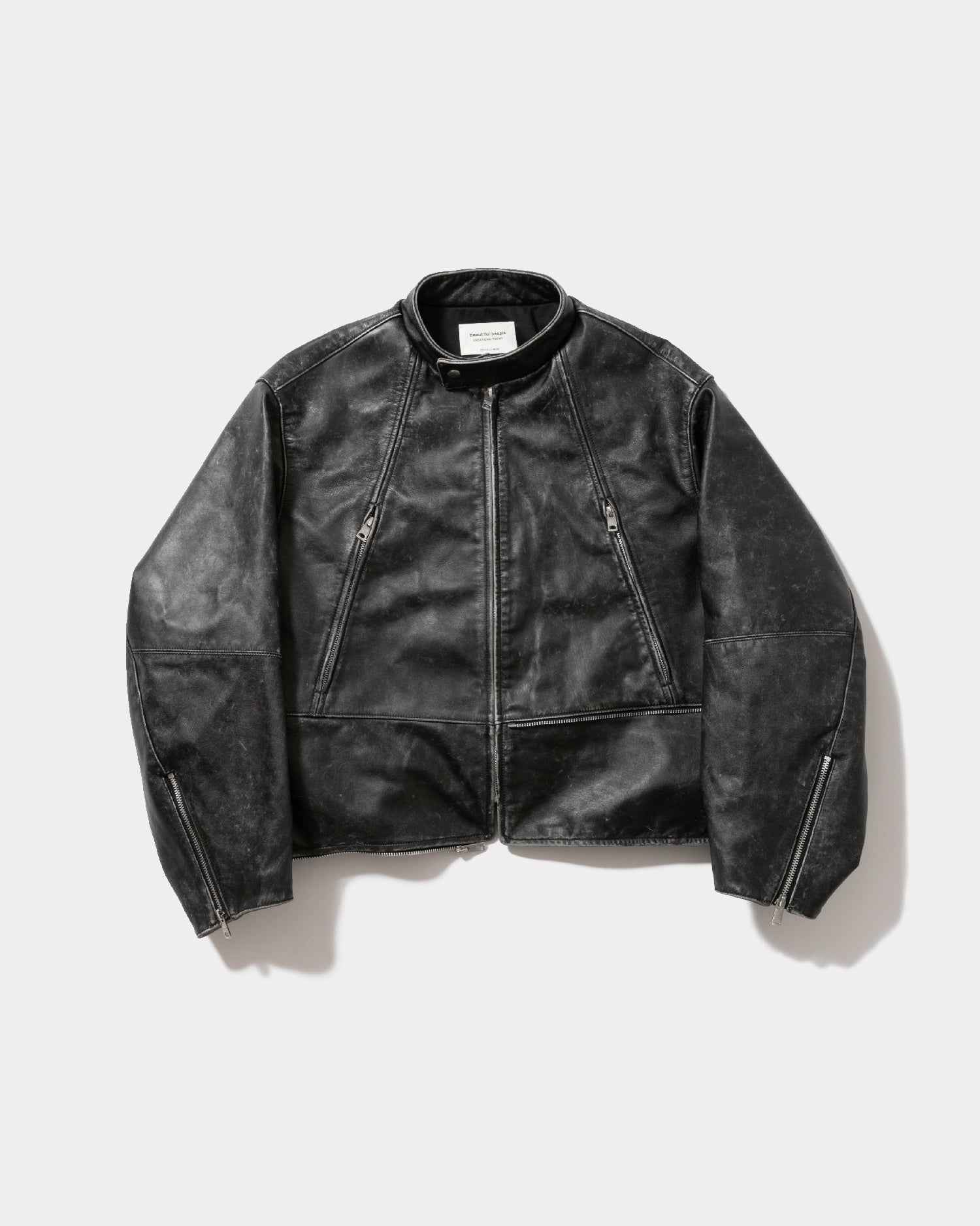 double-end stone wash leather jacket – beautiful people