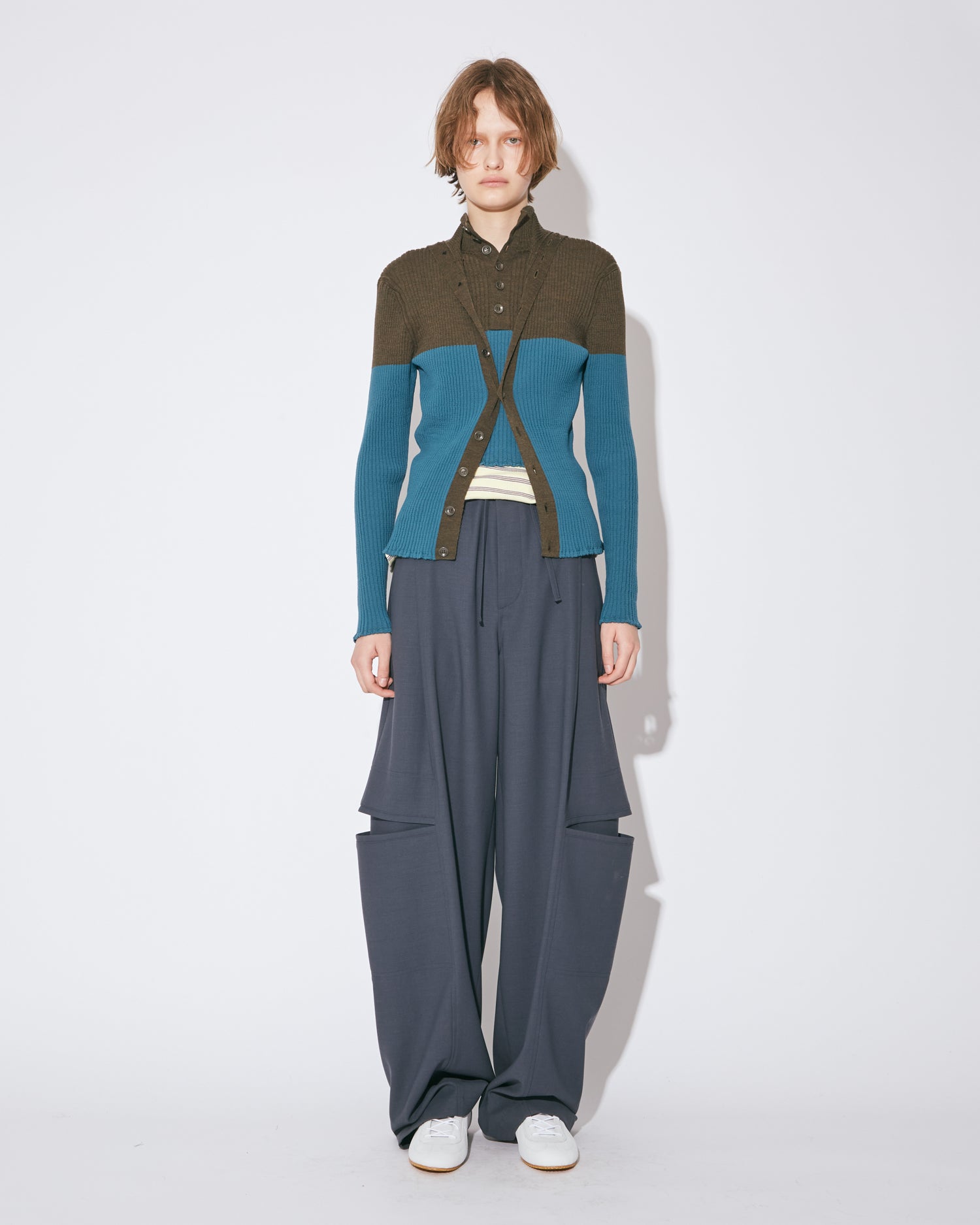 tropical wool mohair side tuck wide pants – beautiful people