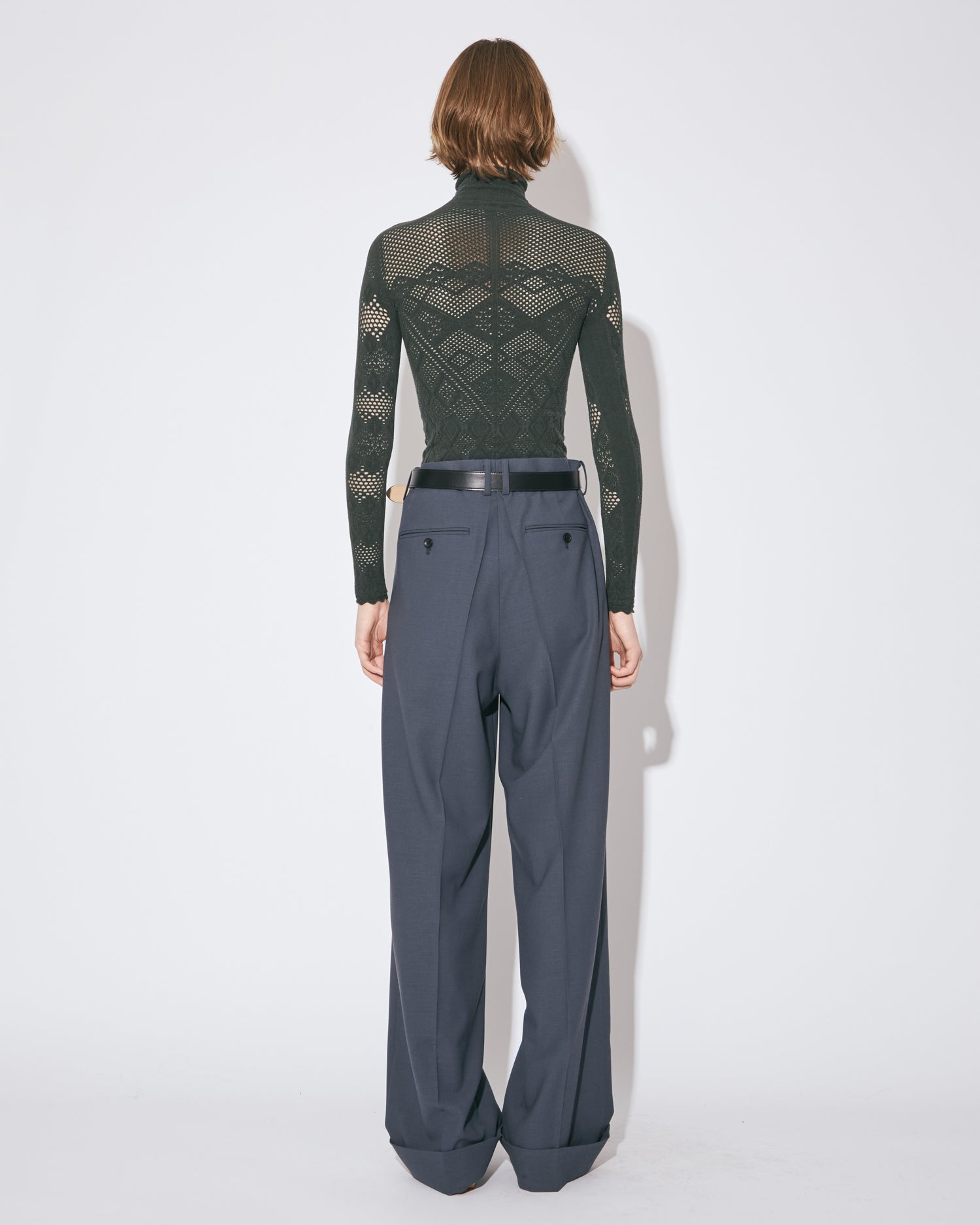 tropical wool mohair side tuck wide pants – beautiful people