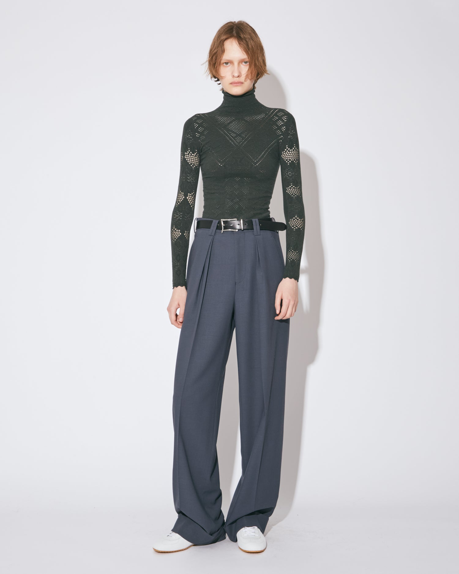 tropical wool mohair side tuck wide pants – beautiful people