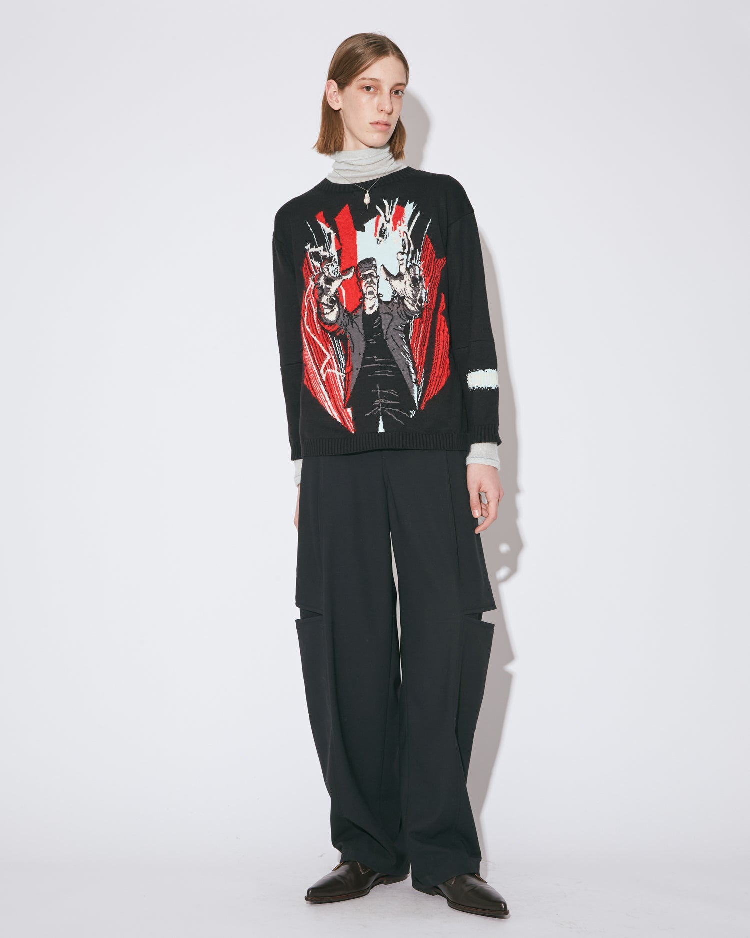 tropical wool mohair side tuck wide pants – beautiful people