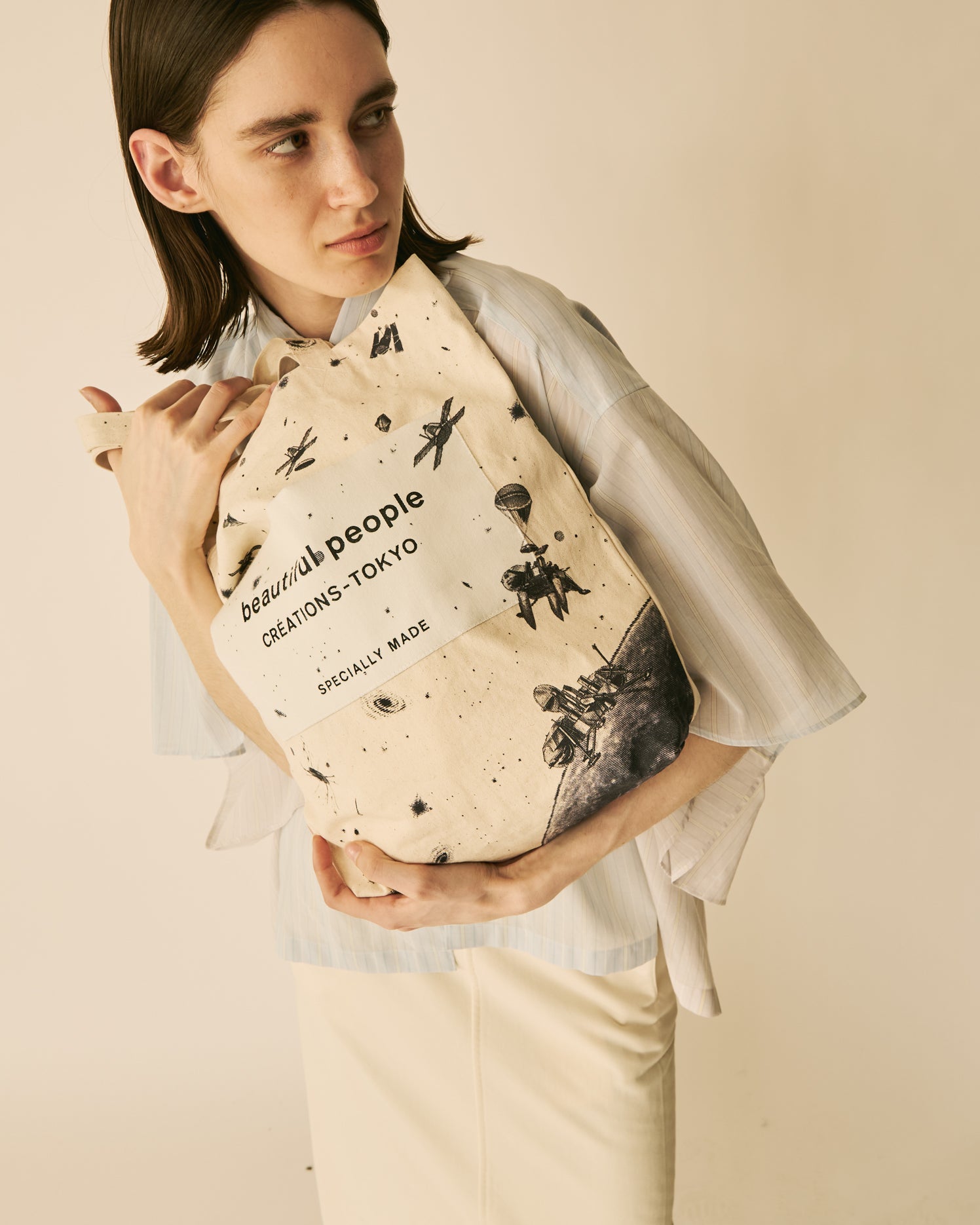 seasonal print name tag tote – beautiful people online store
