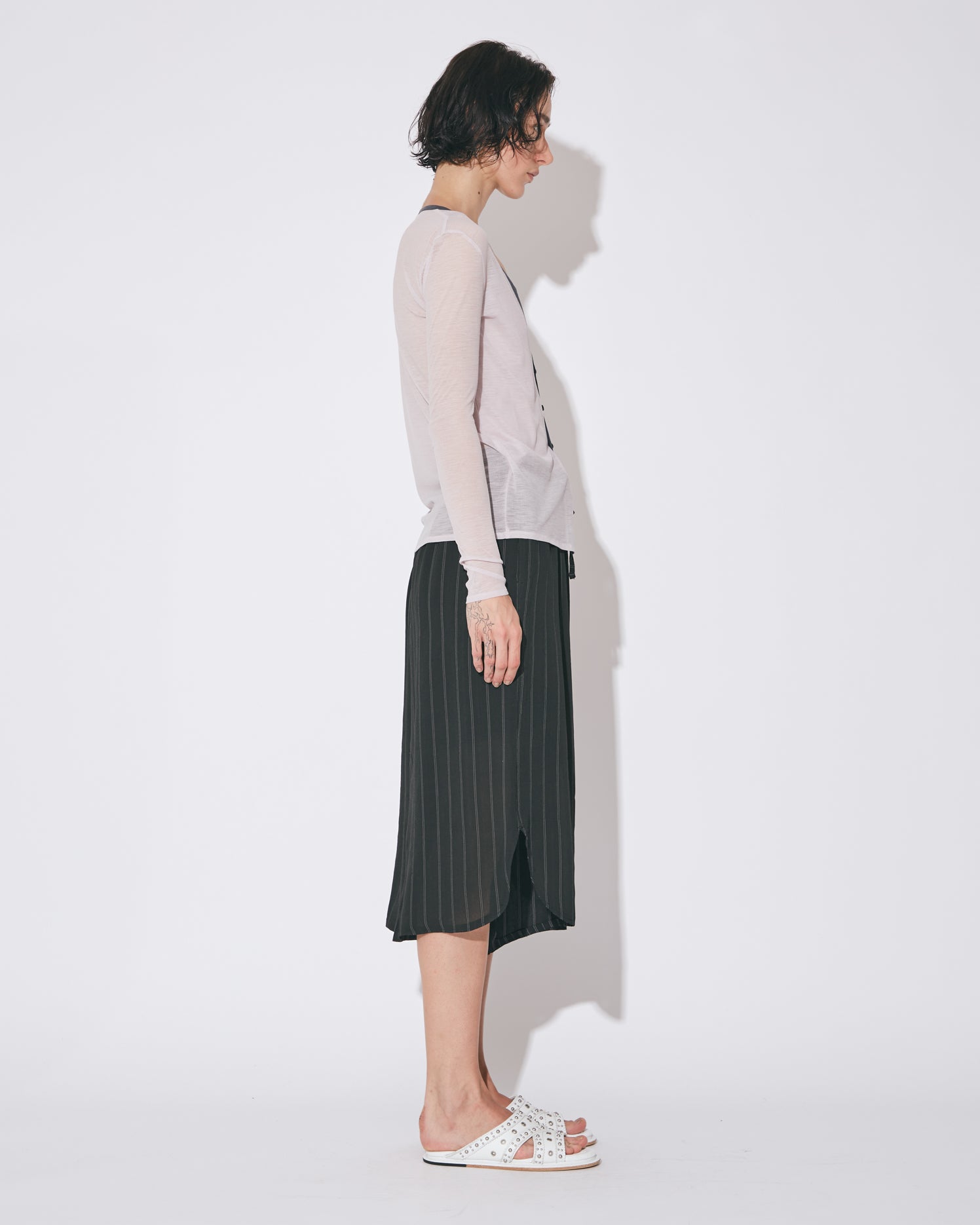double-front wool PE sheer rib cardigan – beautiful people online