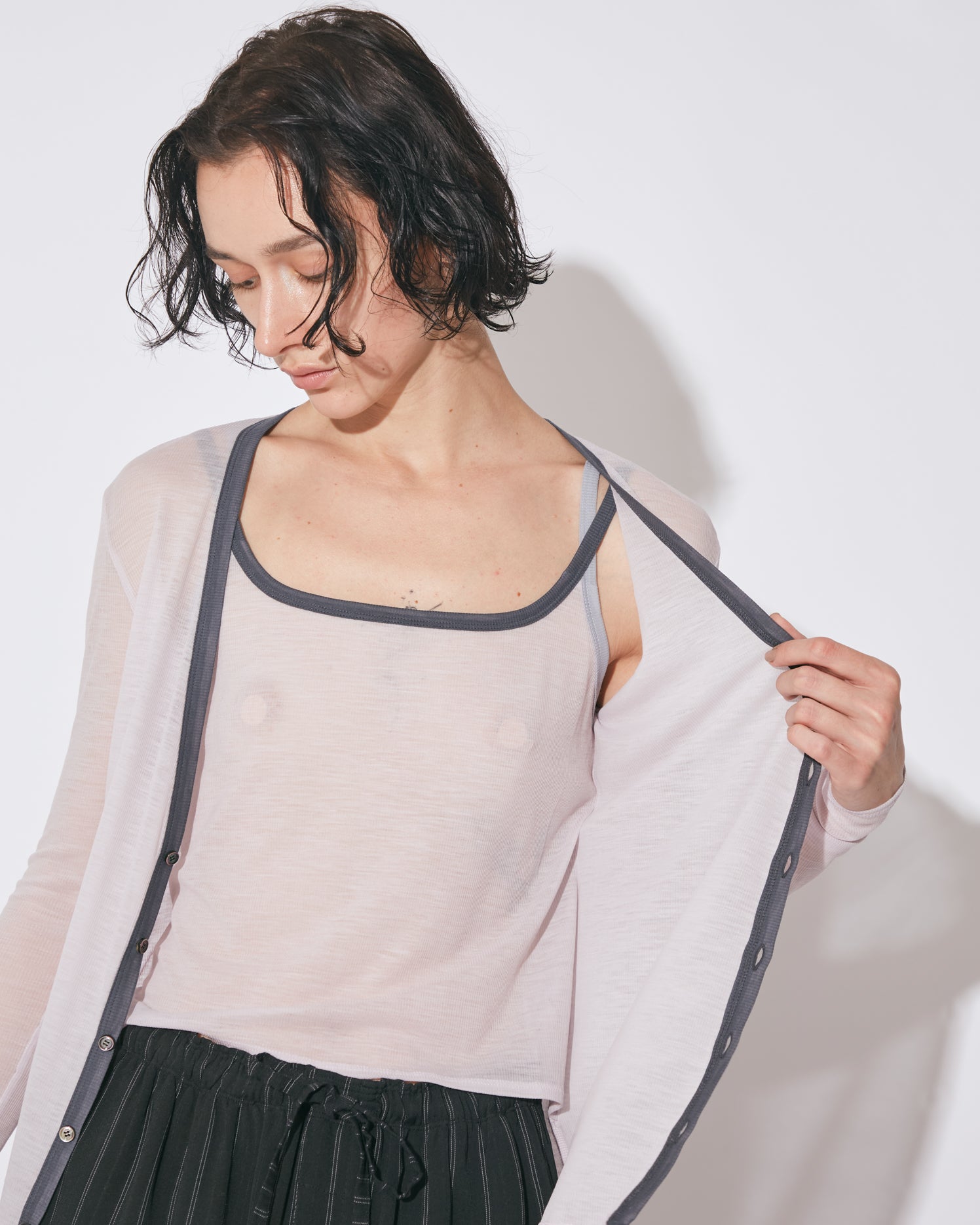 トップス beautiful people sheer rib cardigan double-front wool PE sheer rib cardigan – beautiful people online
