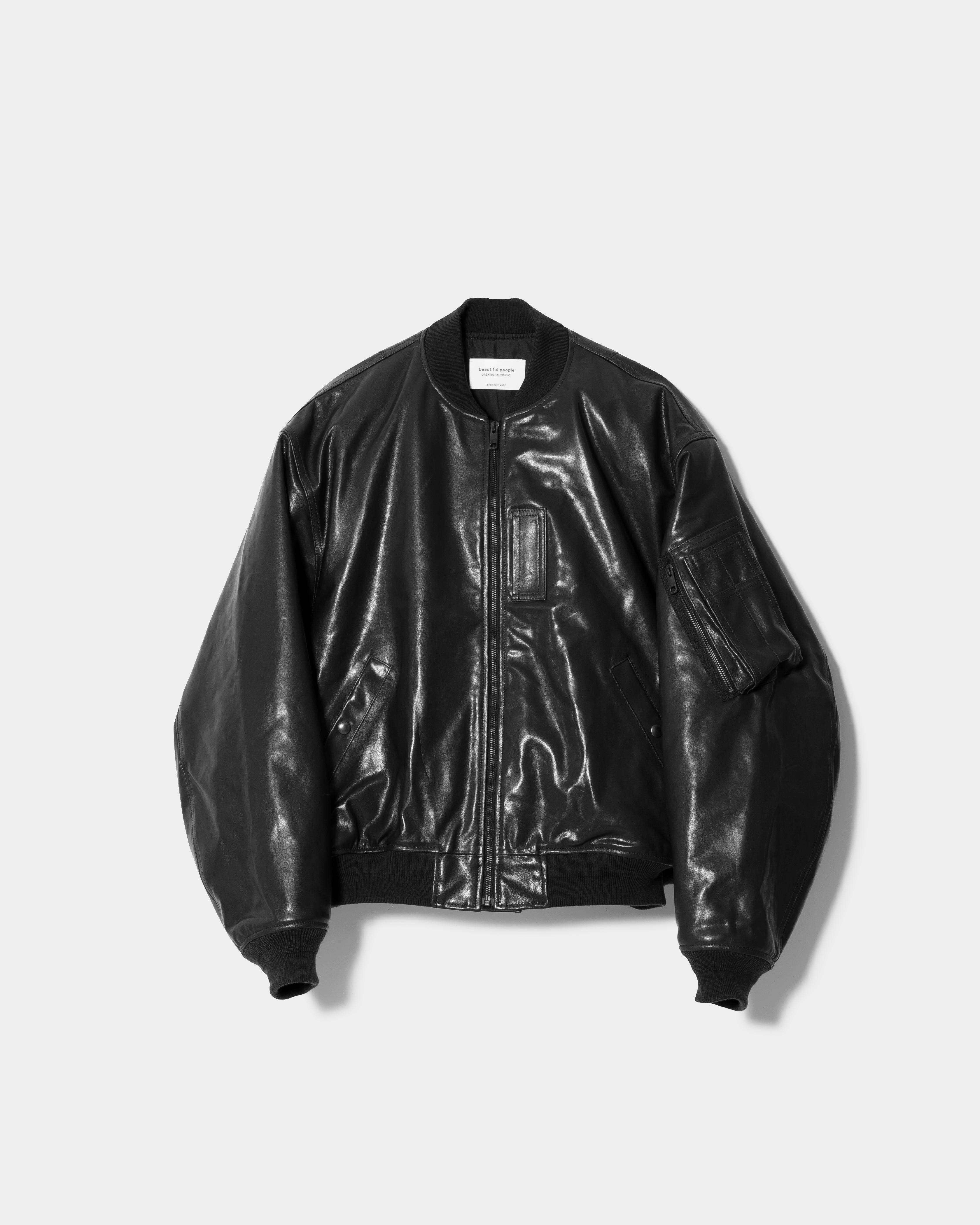 light lamb leather fanshape MA-1blouson – beautiful people online