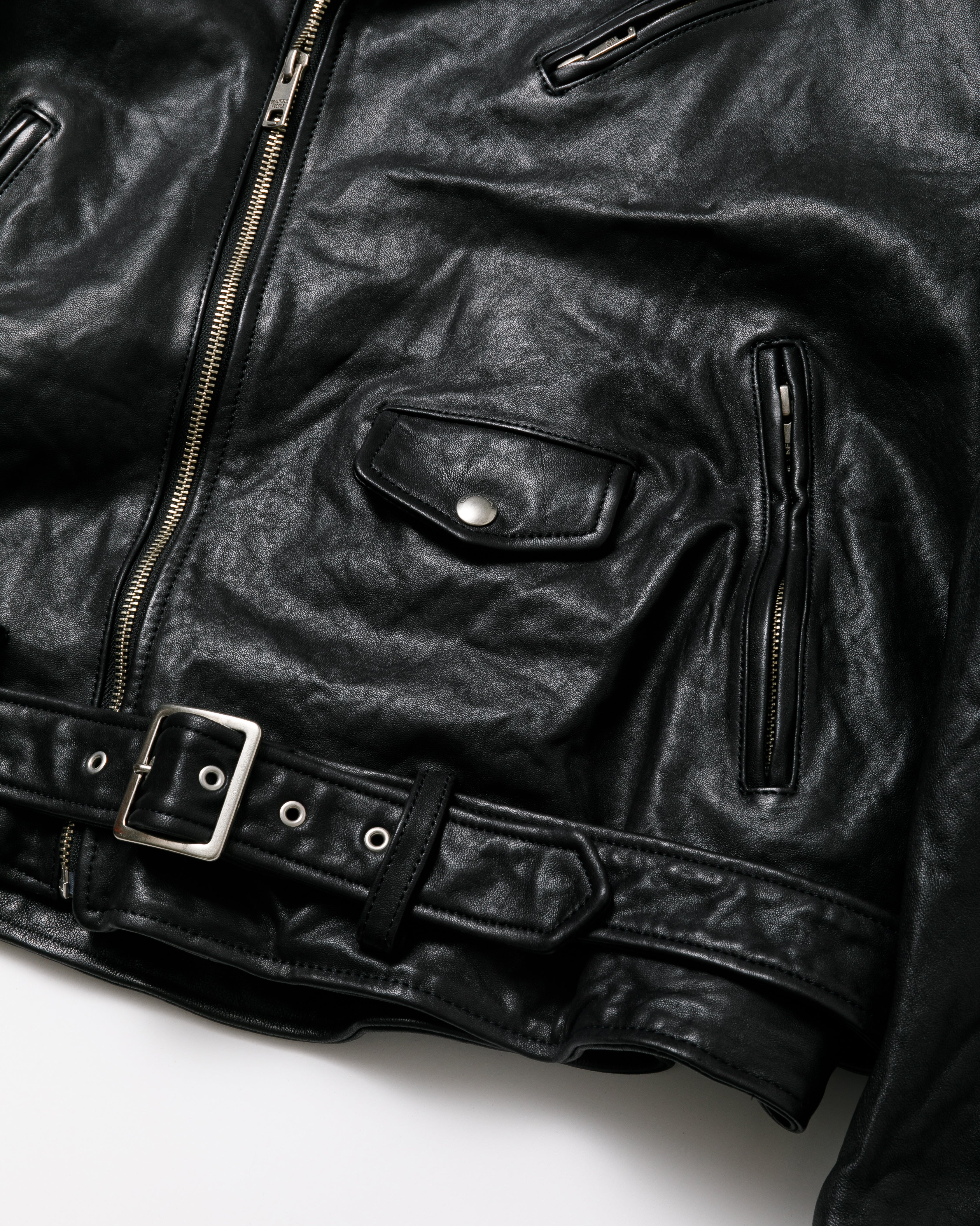 shrink leather relax riders jacket – beautiful people online store