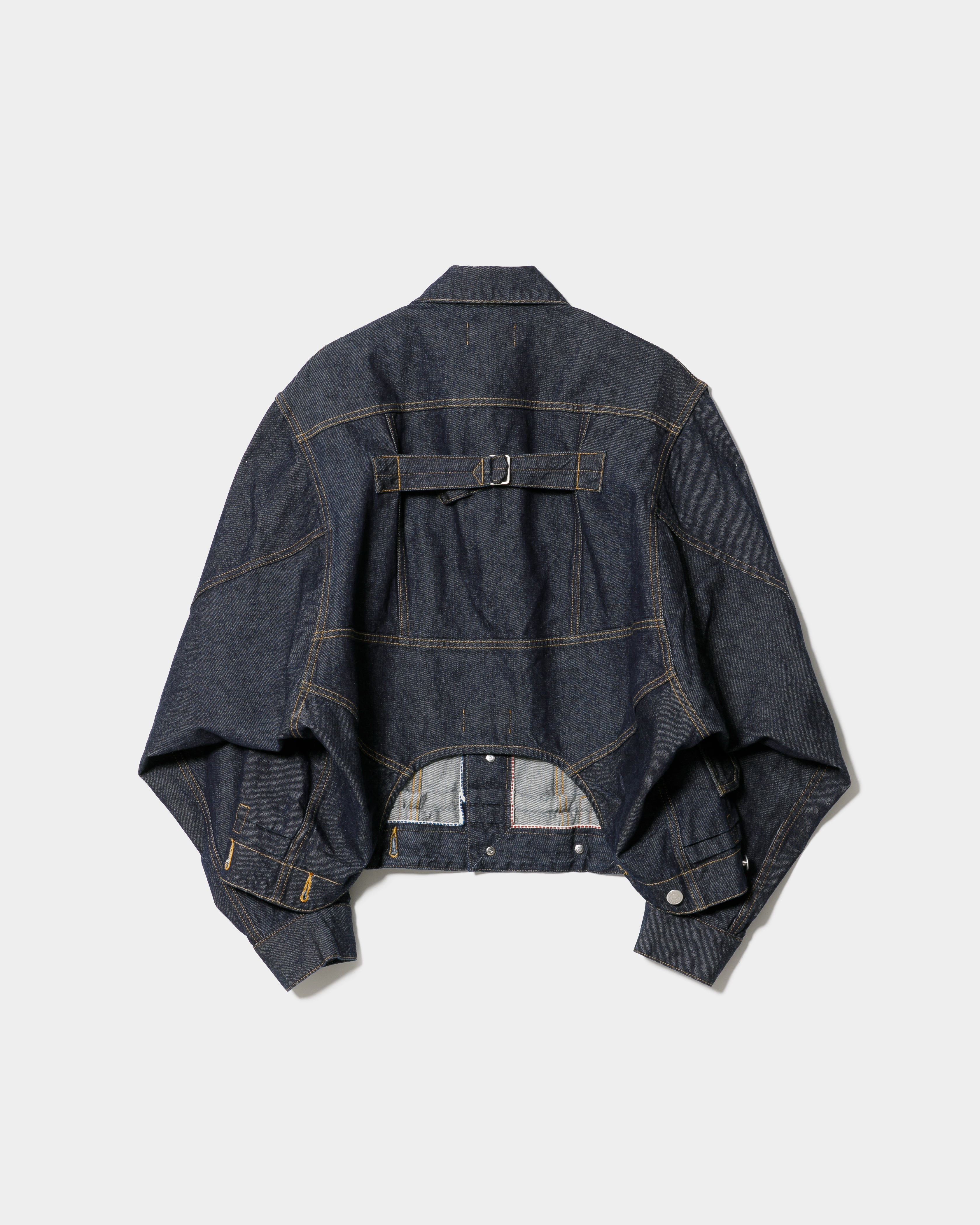 Drawerコットンムソウビッグカフスショートジャケットペプラムドゥロワー 6月下旬入荷】double-end left hand twill denim blouson 26PF