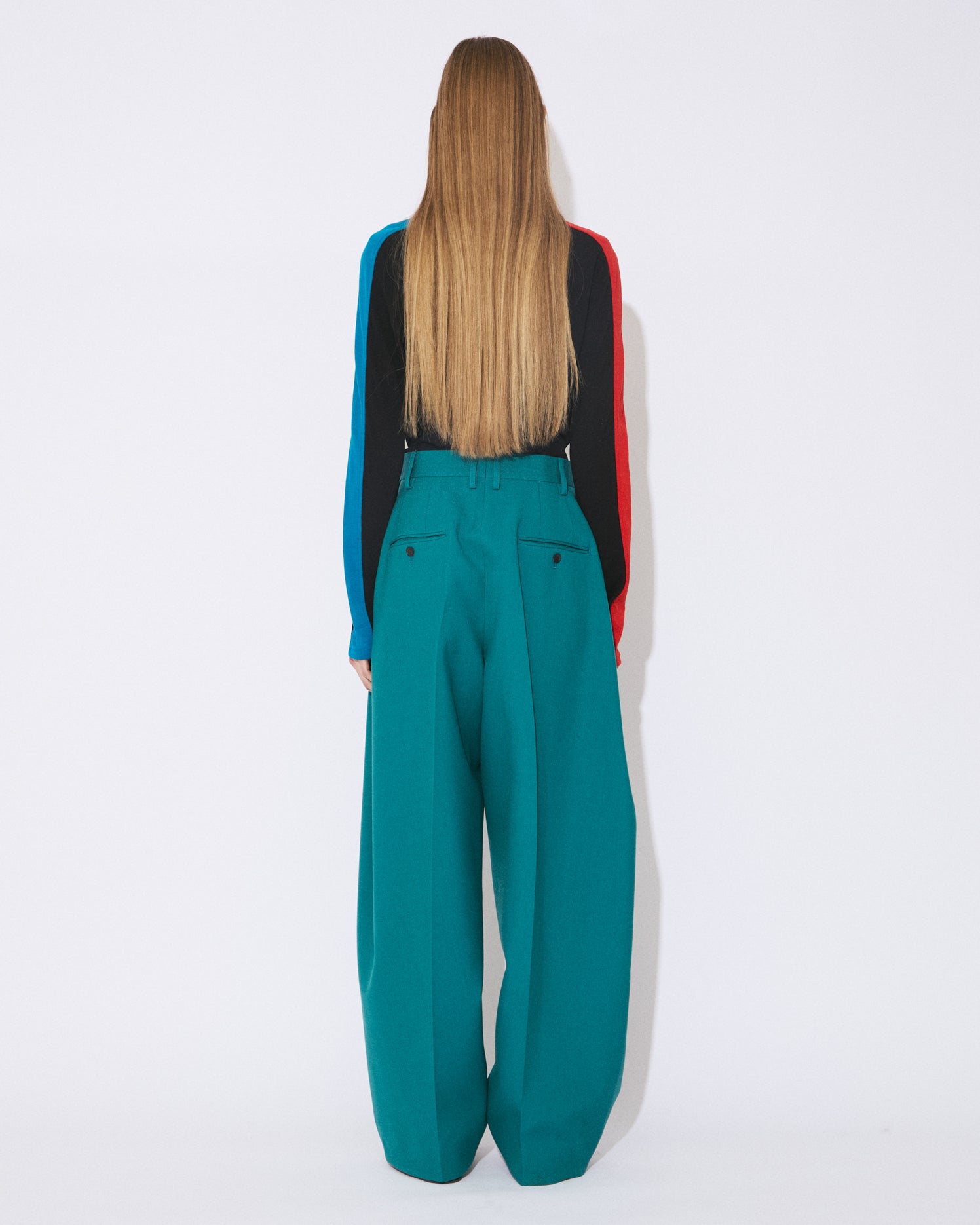 wool double cloth side tuck wide slacks – beautiful people online