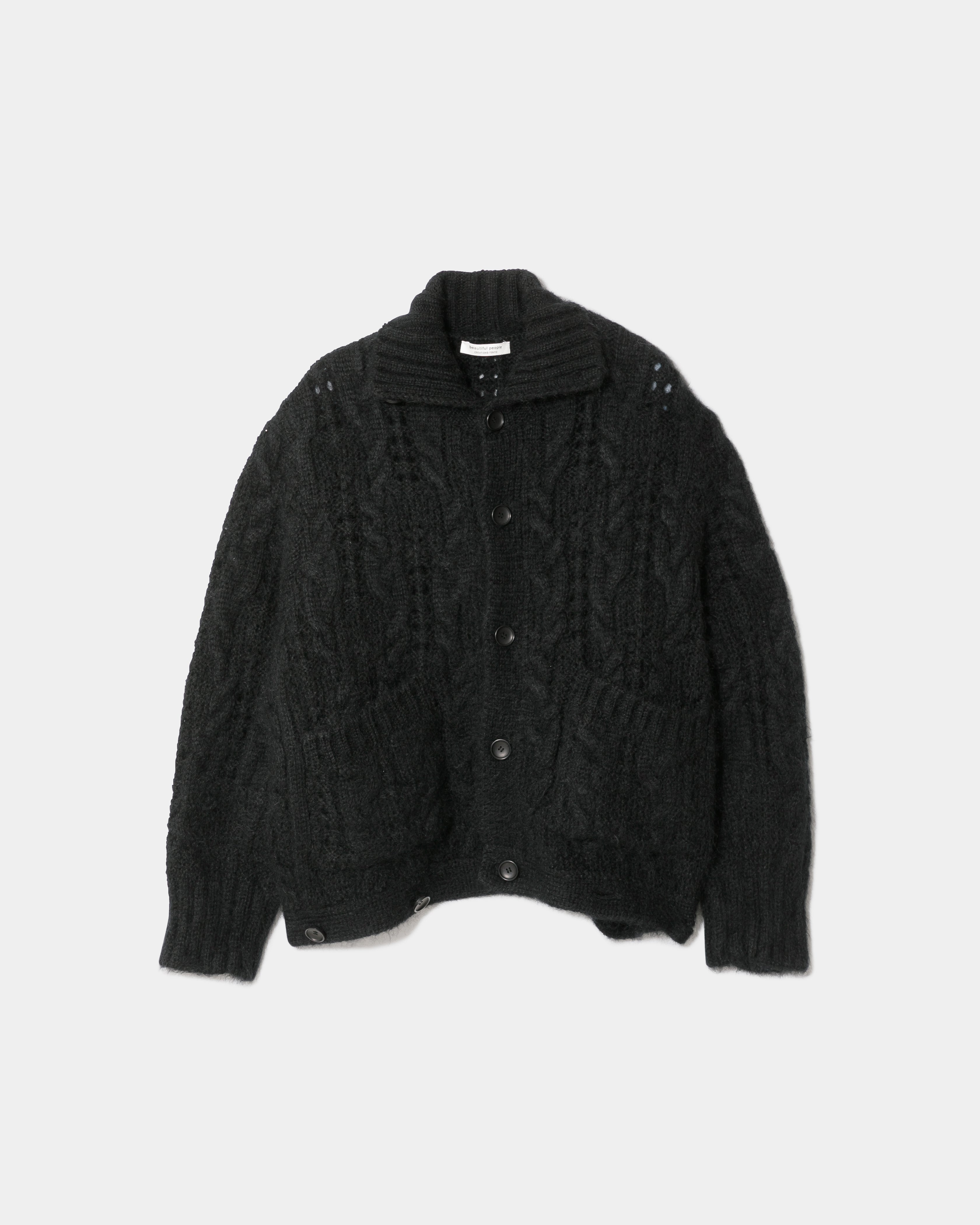 double-end mohair polyester laced alan cardigan – beautiful people