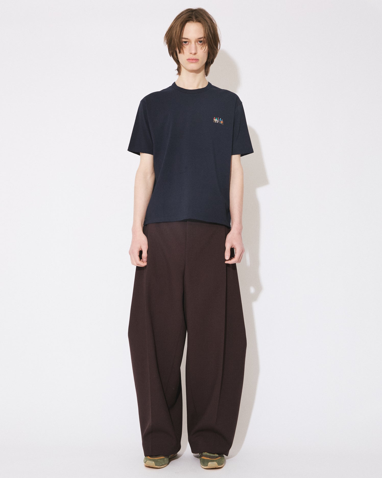 wool double cloth side tuck wide slacks – beautiful people online