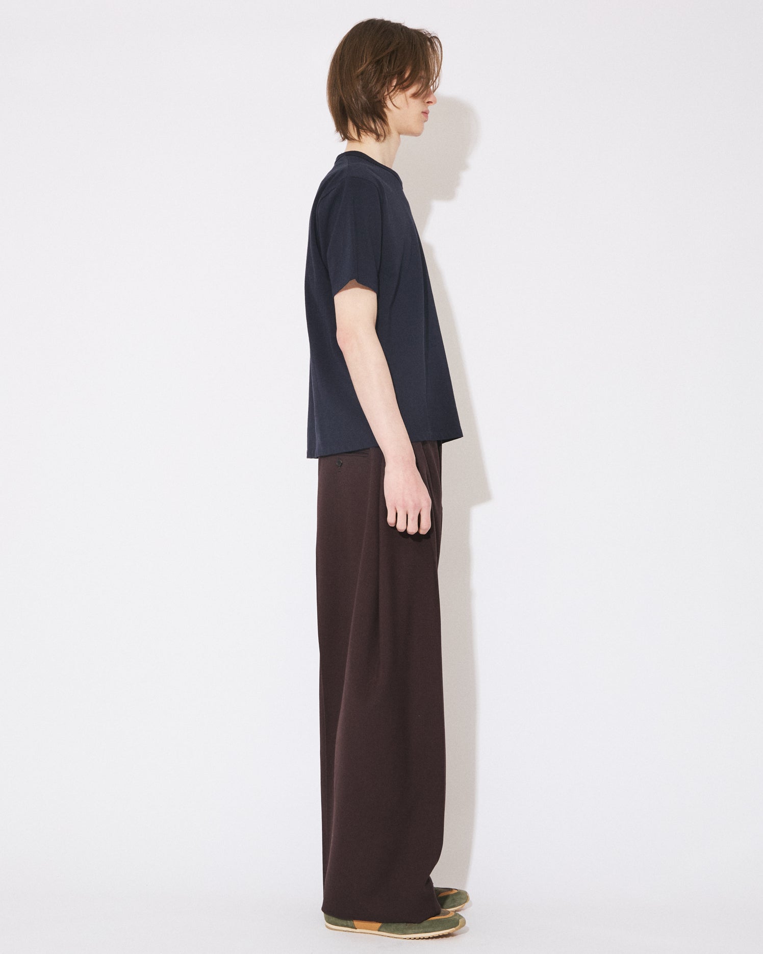wool double cloth side tuck wide slacks – beautiful people online