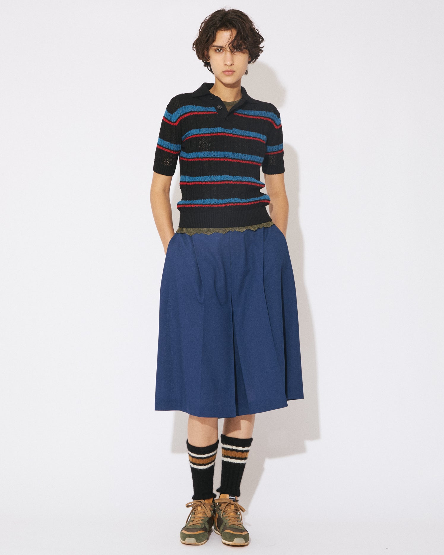 【新品】beautiful people pleats sk pants mesh suiting side tuck BOX skirt pants – beautiful people online store