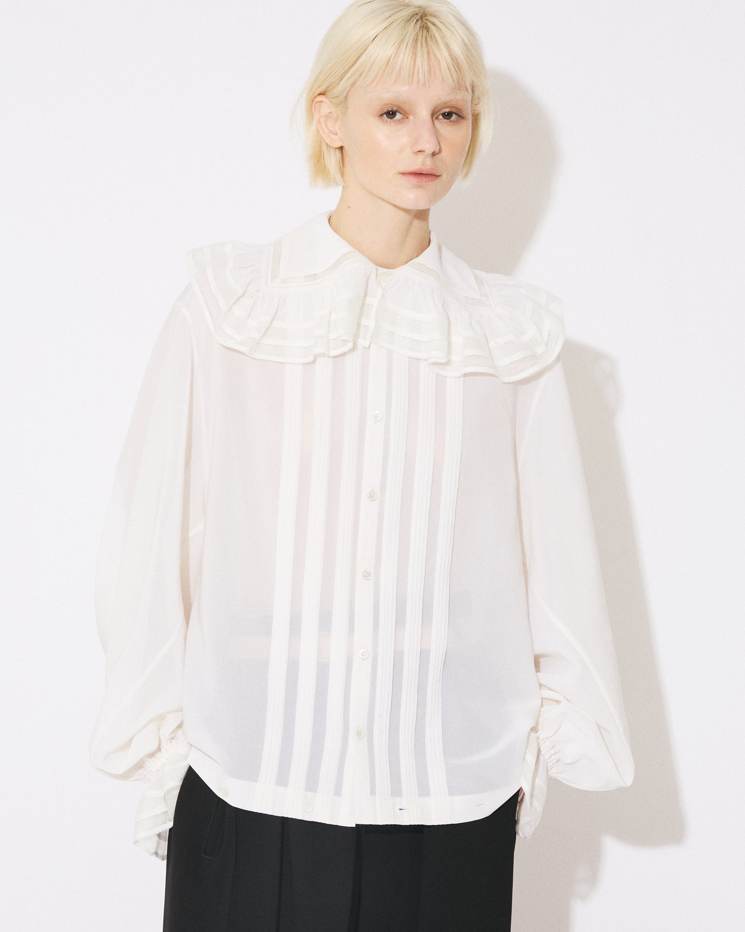 double-end triacetate voile frill blouse – beautiful people online
