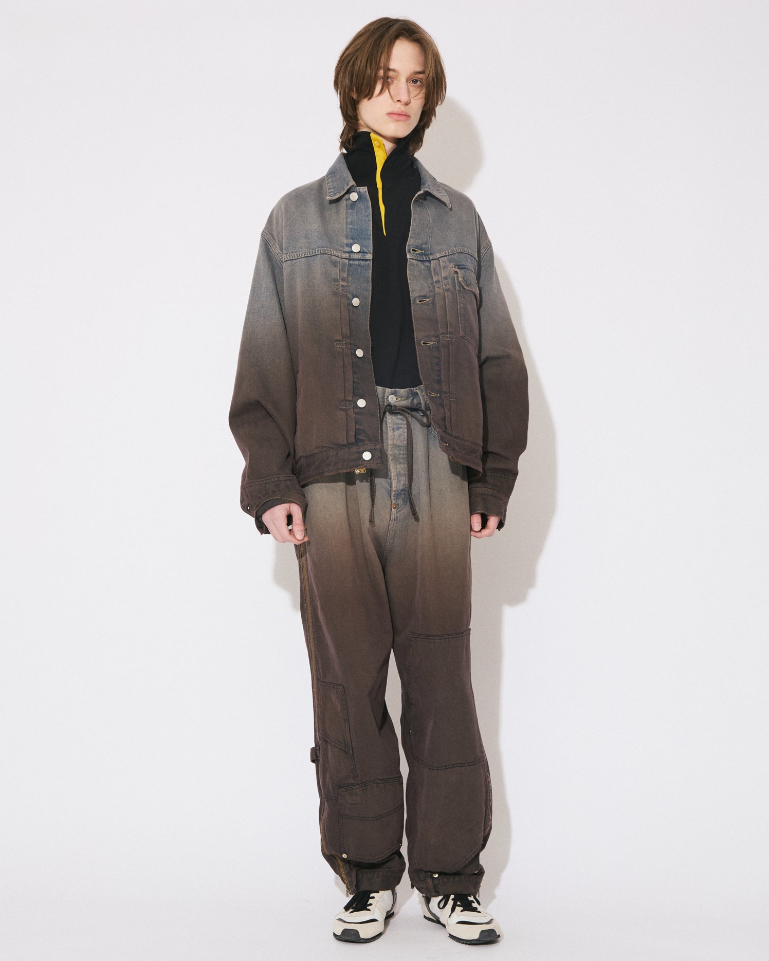 最終値下　amachi ウールブルゾン ブラウン サイズ５ 美品 8月上旬入荷】double-end selvedge denim blouson gradation