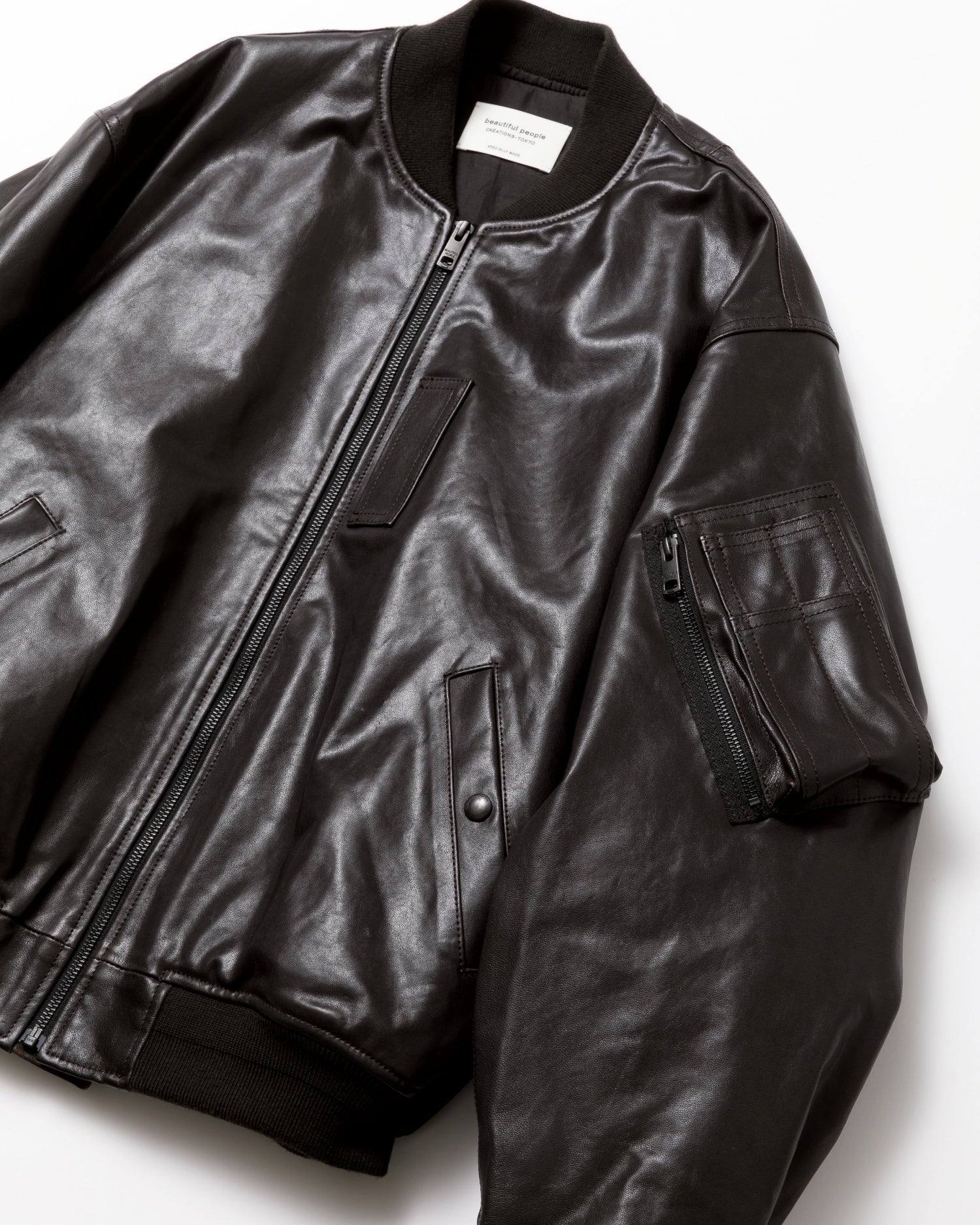 light lamb leather fanshape MA-1blouson – beautiful people online