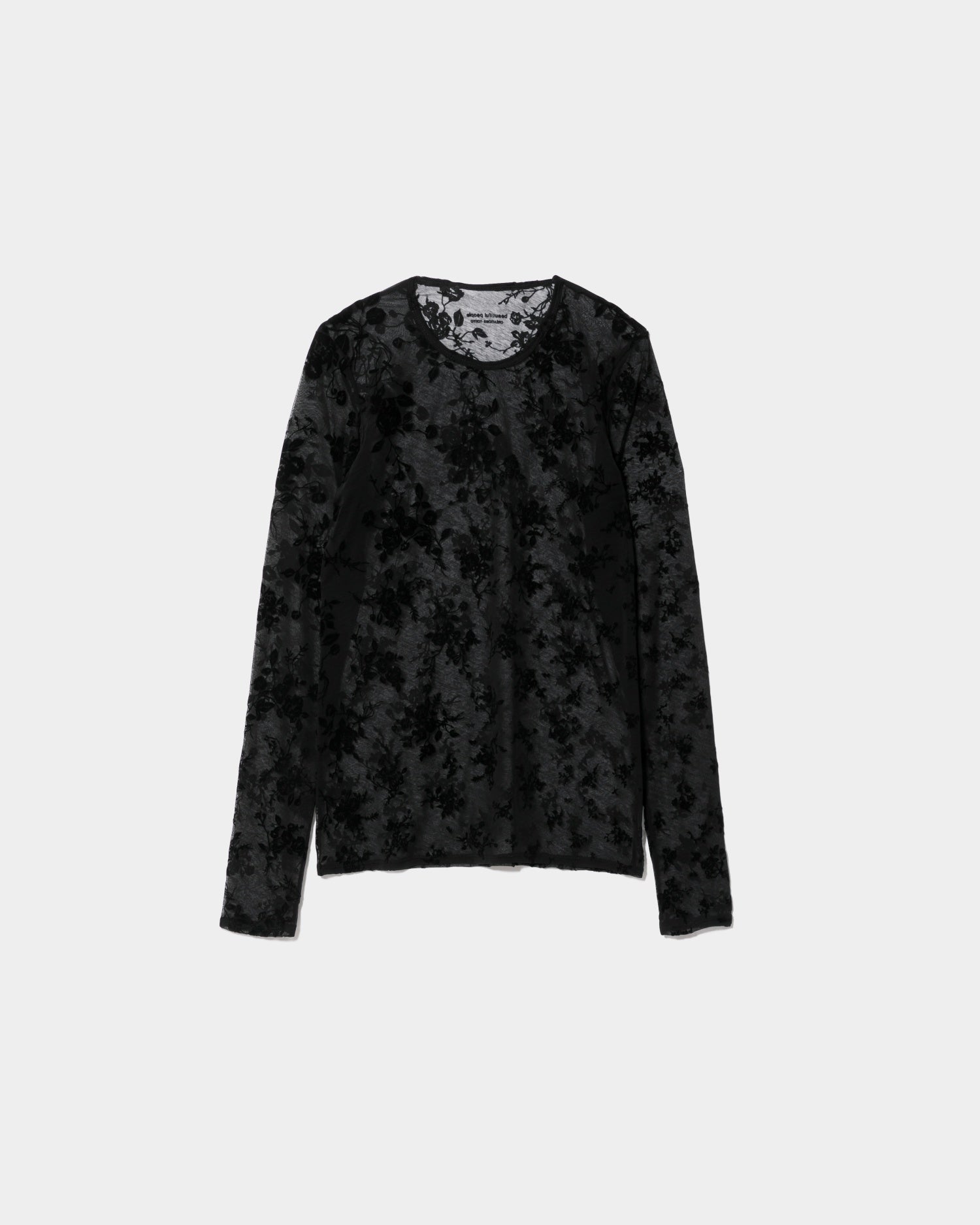 新品値札付き　CLANE　SHEER FLOWER SHORT　サイズ1　黒 sheer flower flocky PT crew neck top – beautiful people online store