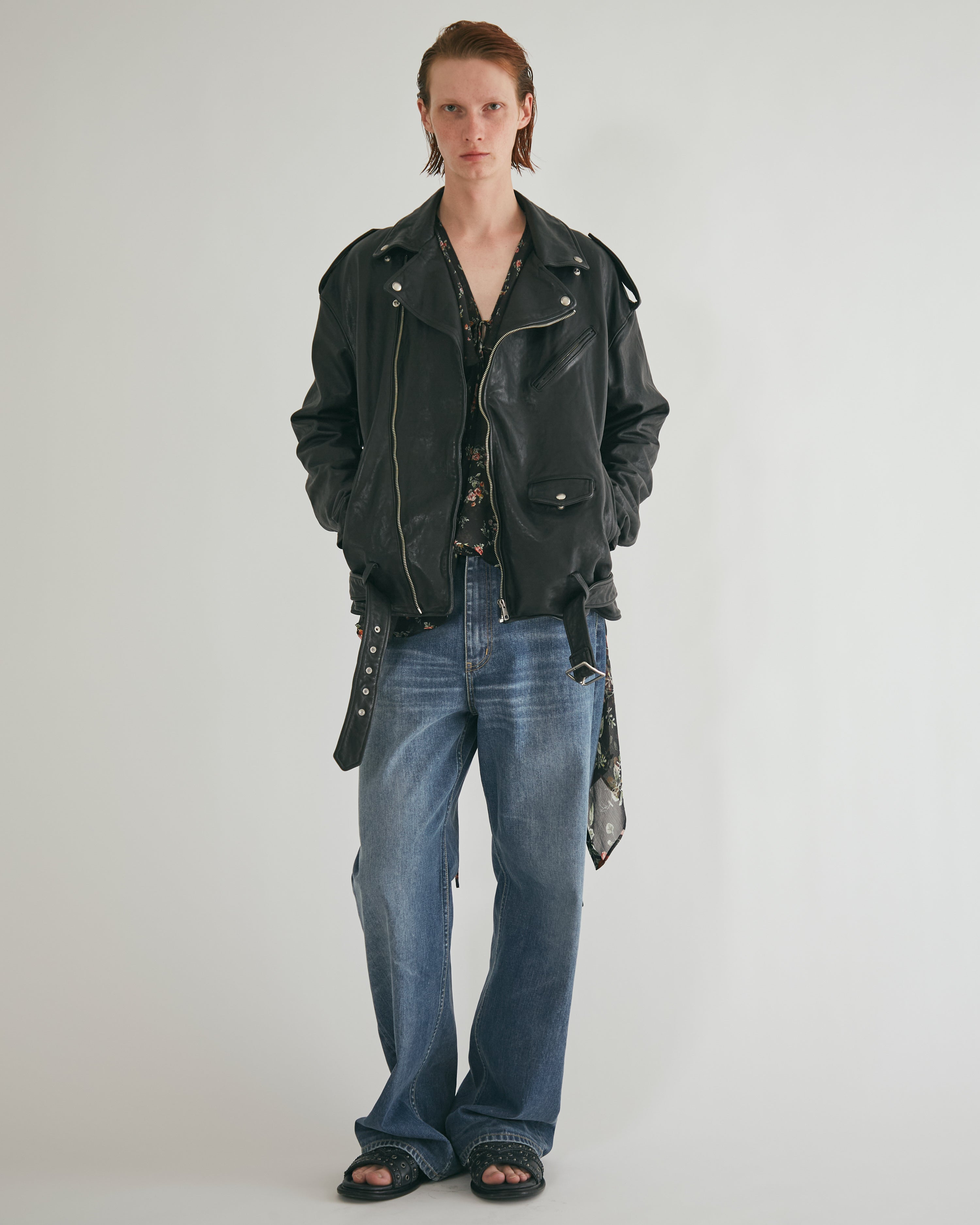 shrink leather relax riders jacket – beautiful people online store