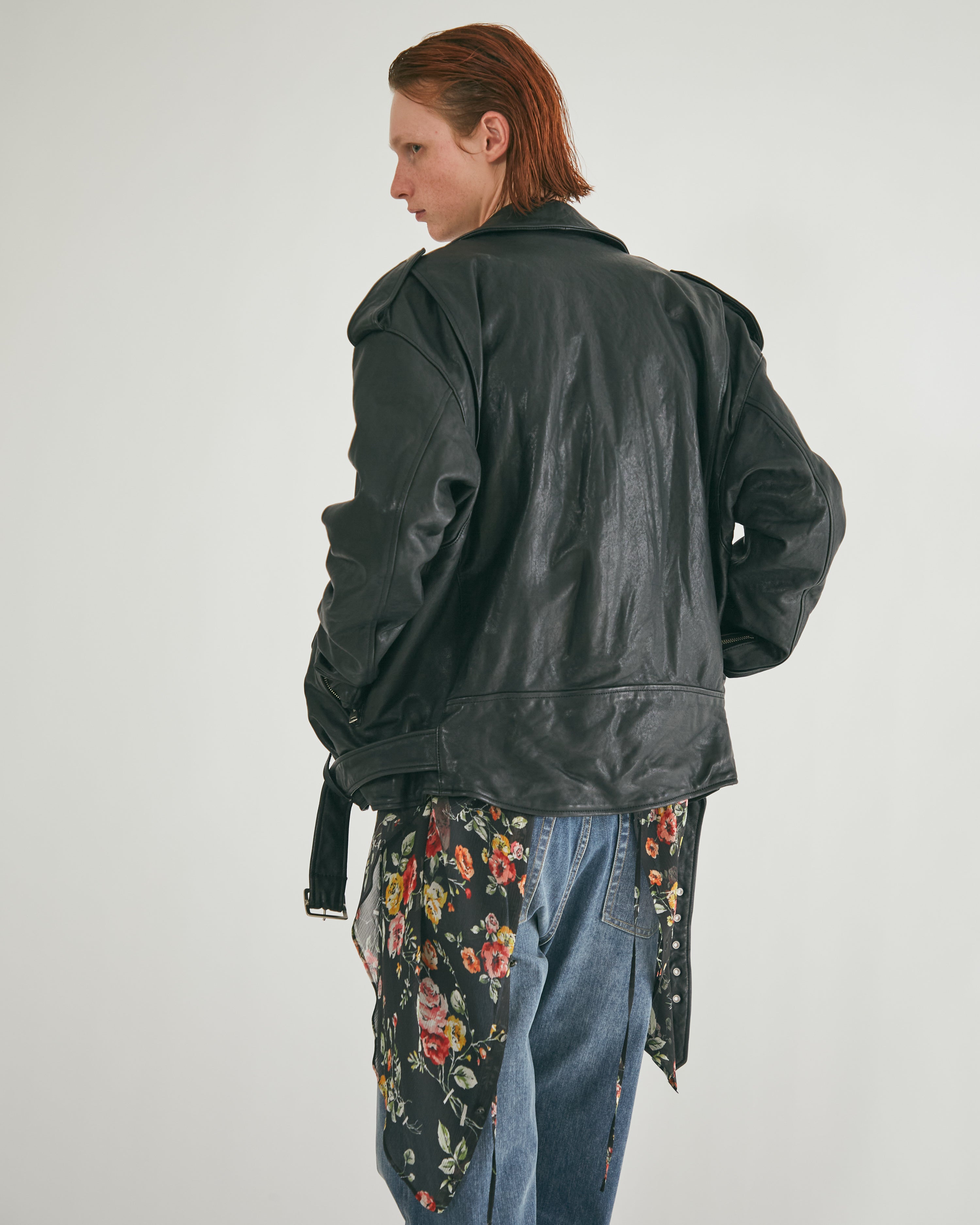 shrink leather relax riders jacket – beautiful people online store